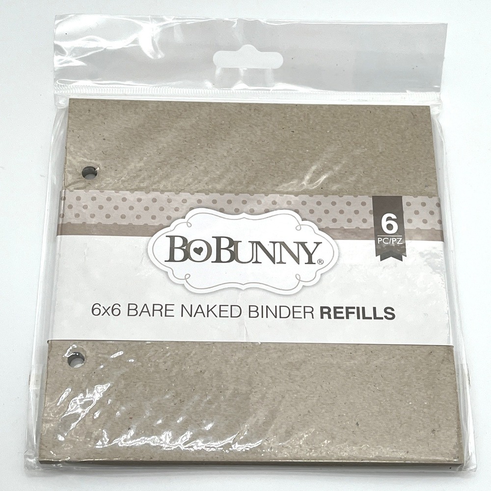 16 x BoBunny 6x6 Bare Naked Binder Refills Chipboard Pages 2-Hole Scrapbooking